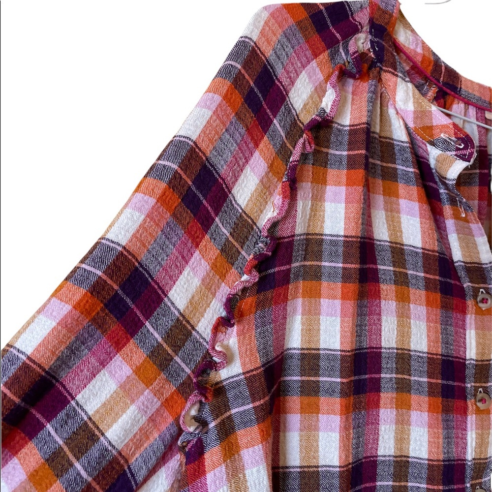 Pilcro Anthropologie Peasant Plaid Breezy Button Up Shirt - Picture 4 of 11